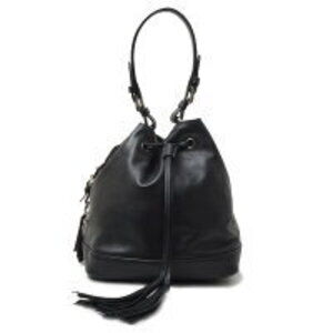 Prada Soft Calf Drawstring Bucket Bag black leather